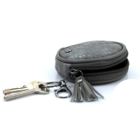 Sleutel- / tassenhanger tasje rond grijs